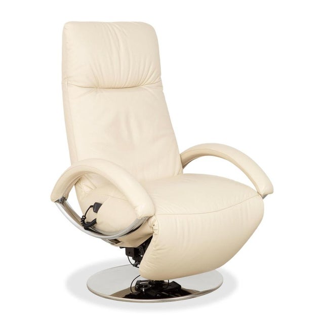 Cream Leather Armchair with Electric Function from Strässle For Sale - Image 17 of 17
