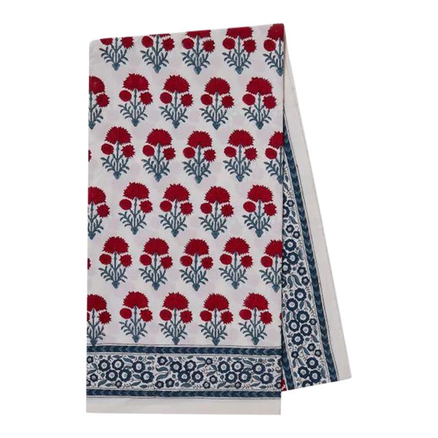 Hana 10-Seat Red & Teal Tablecloth For Sale