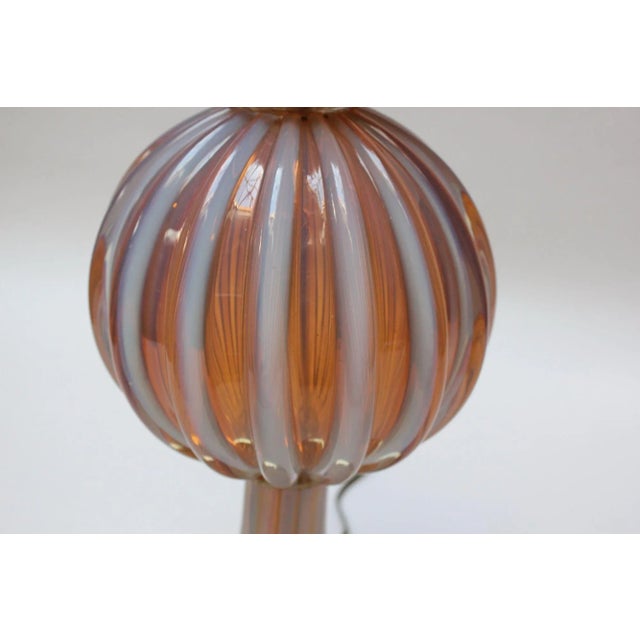 Blush Murano Venetian Baluster Blown Translucent Glass Table Lamp For Sale - Image 8 of 12