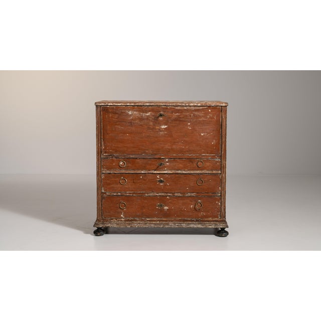 Early 19th Century Swedish Sienna Gustavian Patinated Wood Secretary Desk For Sale - Image 12 of 15