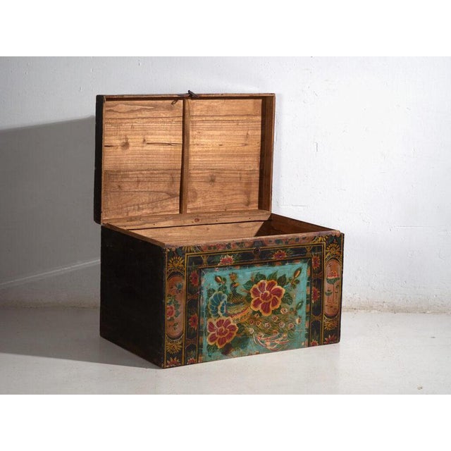 Antique Chinese Painted Trunk For Sale - Image 4 of 11