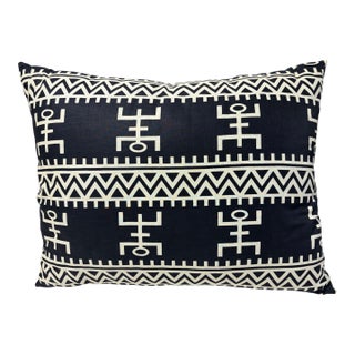 African Custom Made Black and White Kente Cloth Pillow 24" For Sale