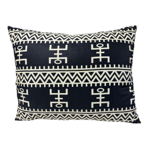 African Custom Made Black and White Kente Cloth Pillow 24"