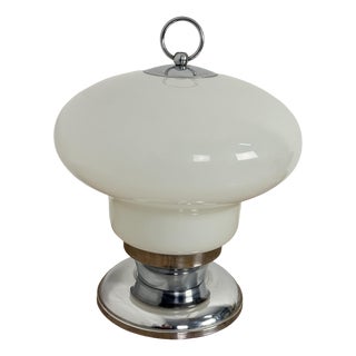 Large Metal and Glass Table Lamp, 1960s For Sale