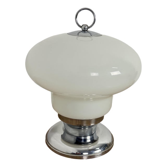 Large Metal and Glass Table Lamp, 1960s For Sale