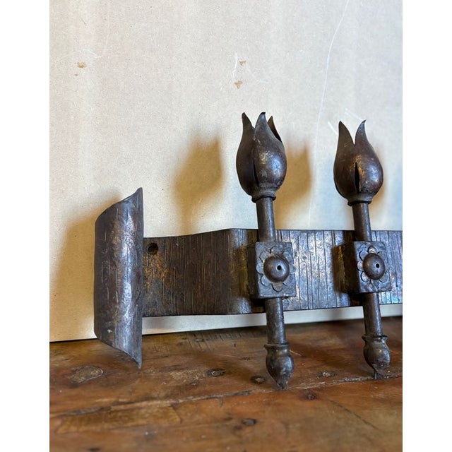 Antique Forged Iron 5-Light Tulip Cup Wall Candle Sconce For Sale - Image 14 of 15