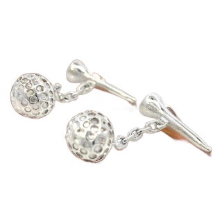 1990s Tiffany & Co Estate Golf Ball Cufflinks Sterling Silver, 2 Pieces For Sale