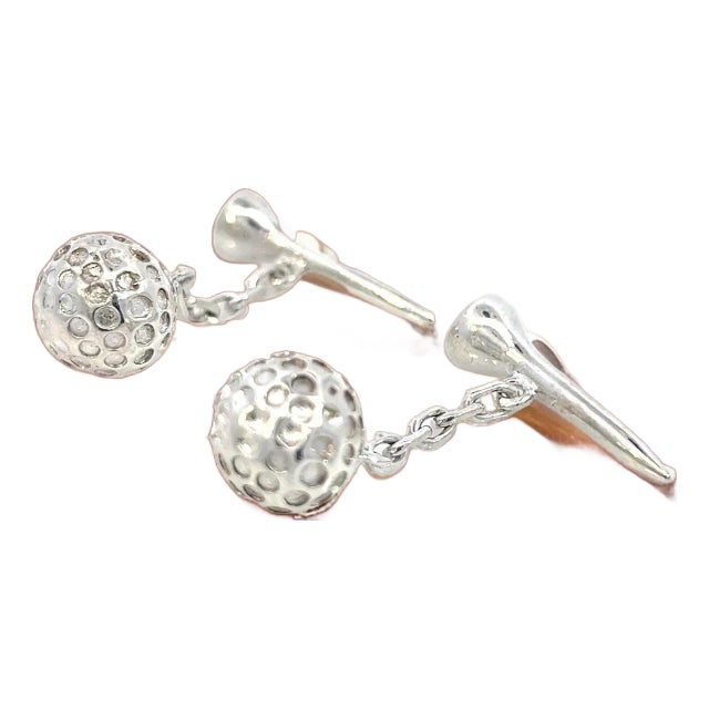 1990s Tiffany & Co Estate Golf Ball Cufflinks Sterling Silver, 2 Pieces For Sale