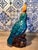 Late 20th Century Vintage Large Parrot Cockatoo on Perch Glazed Ceramic Bird Sculpture in Vibrant Blue and Orange Polychrome For Sale - Image 6 of 10