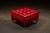 Victorian Vintage Tufted Leather Rolling Ottoman Trunk in Red For Sale - Image 3 of 10