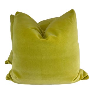 Citron Velvet 22" Pillows-A Pair For Sale