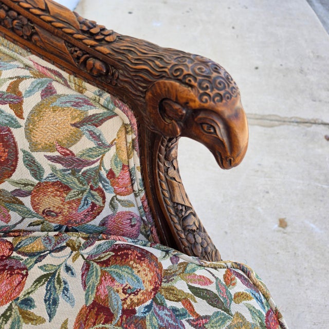 Antique French Regency Rams Heads Walnut Club Lounge Chair For Sale - Image 18 of 18