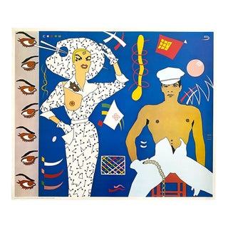 Duggie Fields Vintage 1973 " Acquired Mannerisms " New Wave Postmodern Lithograph Print British Pop Art Poster For Sale