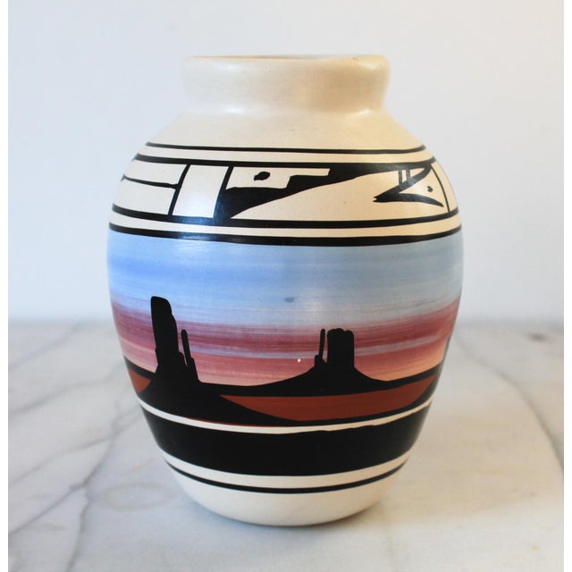 Ceramic Vintage Native American Navajo Naatsilid Pottery Vase & Pitcher - Signed For Sale - Image 7 of 16