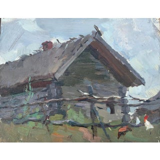 Impressionism Oil Painting: Ukrainian Rural Landscape, 1970s For Sale