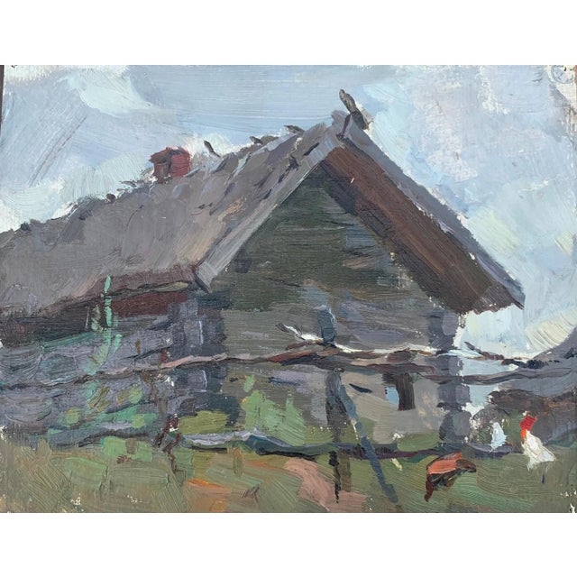 Impressionism Oil Painting: Ukrainian Rural Landscape, 1970s For Sale