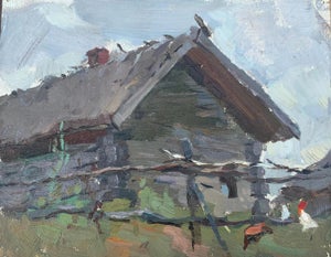 Impressionism Oil Painting: Ukrainian Rural Landscape, 1970s