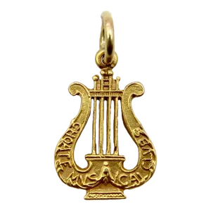 Late 19th Century Victorian 14k Gold Lyre Pendant Charm