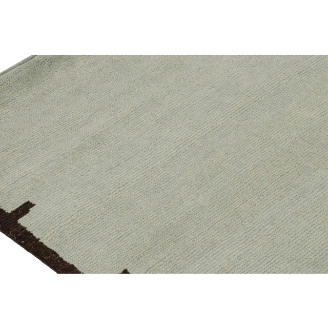 Abstract Rug & Kilim’s Modern Abstract Runner in Blue & Gray With a Rich Brown Pattern For Sale - Image 3 of 7