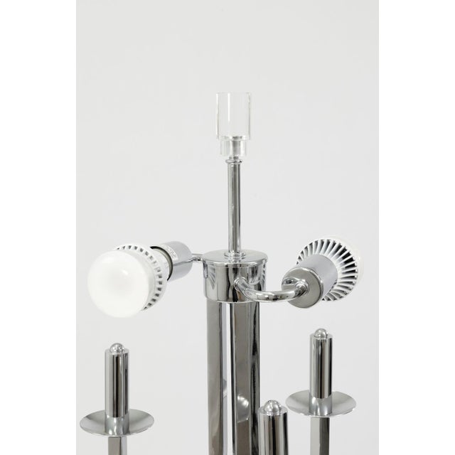 Mid 20th Century Gaetano Sciolari Style Polished Chrome Table Lamp 20th Century Modern Lighting For Sale - Image 5 of 6