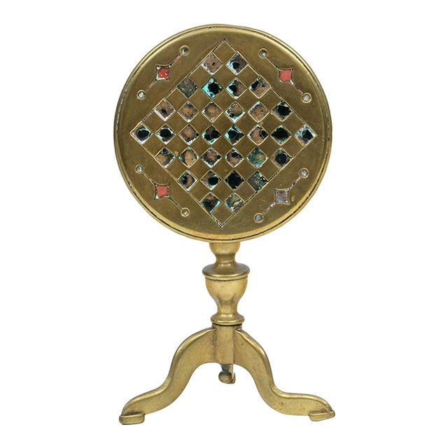Victorian Brass Flip-Top Games Table Miniature Trivet Circa 1880 For Sale