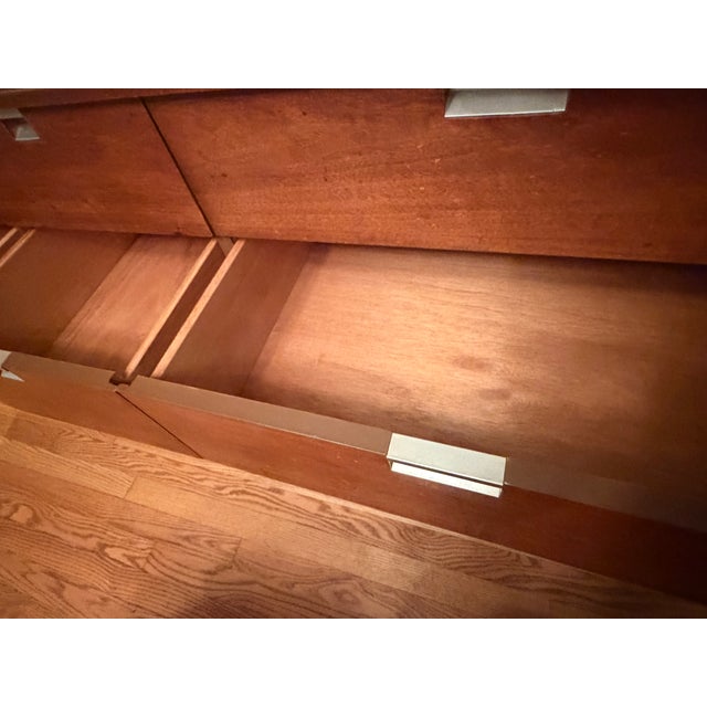 1960s Bassett Furniture Mid-Century Modern Walnut Nine-Drawer Lowboy Dresser For Sale In Milwaukee - Image 6 of 6