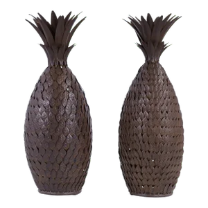 Pair of Vintage Metal Pineapple Sculptures