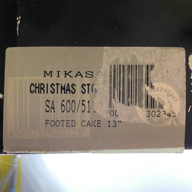 Mid-Century Modern Vintage Mikasa Walther Christmas Glass Footed Cake Plate For Sale - Image 3 of 10