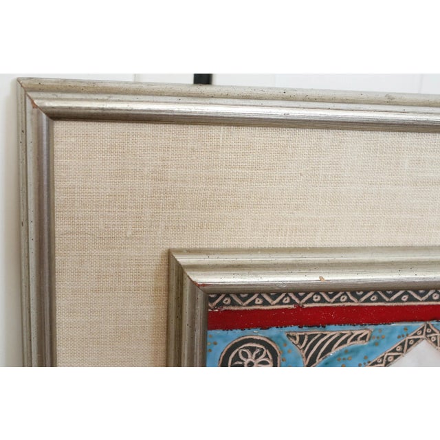 Wood 1970s Irene Awret (B. 1921) Framed Ceramic Figural Tile Painting, Jimmy Carter "Peace" Series For Sale - Image 7 of 17