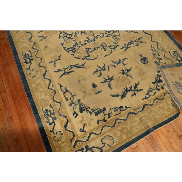 Fine Beige Blue Antique Indo-Chinese Rug For Sale In New York - Image 6 of 18