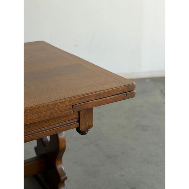 Vintage Carved Trestle Dining Table For Sale - Image 4 of 12