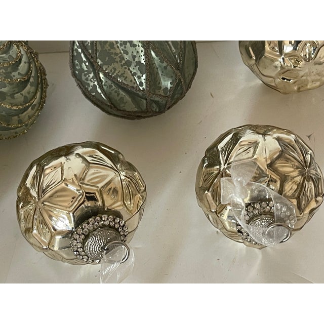 Shabby Chic 10 PCS Vintage Christmas Ornaments Glass Baubles For Sale - Image 3 of 6
