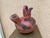 Mexican folk art ceramic ewer with goose form, with hand painted details 10.5” height 9” width 14” depth