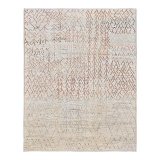 Rust & Grey Modern Wool Rug For Sale