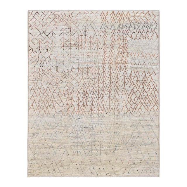 Rust & Grey Modern Wool Rug For Sale