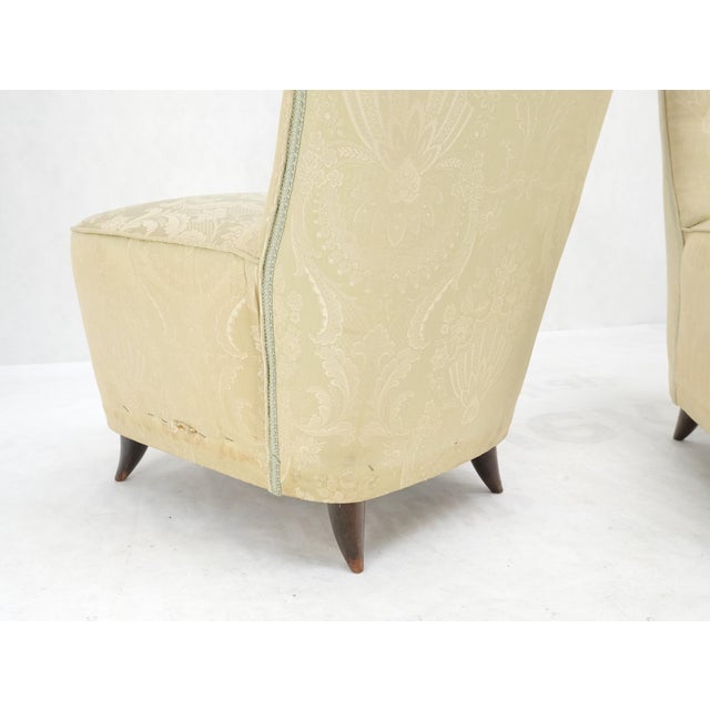 Mid 20th Century Pair Italian Mid-Century Modern Extra Tall Back Thick Spring Seats Lounge Chairs For Sale - Image 5 of 14