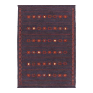 Rug & Kilim’s Scandinavian-Inspired Rug, Purple-Blue With Geometric Patterns For Sale