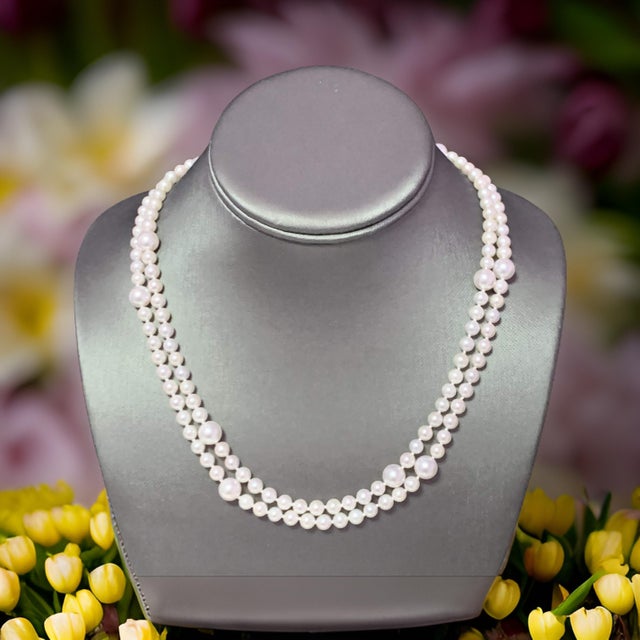 Akoya Pearl Necklace 14k Yellow Gold 37.25" 8.5 mm Certified For Sale - Image 9 of 14