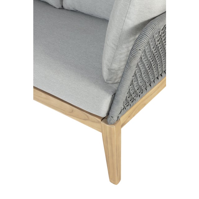 Wood Cypress Teak Wood Sofa With Gray Color Rope Design For Sale - Image 7 of 13