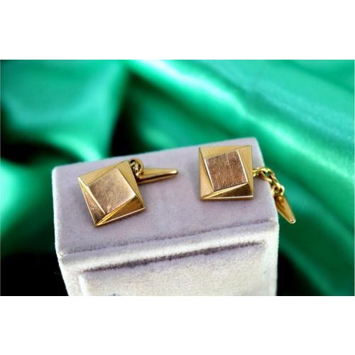 Gold Gold Cufflinks in Square Shape with Geometric Figures, Set of 2 For Sale - Image 8 of 8