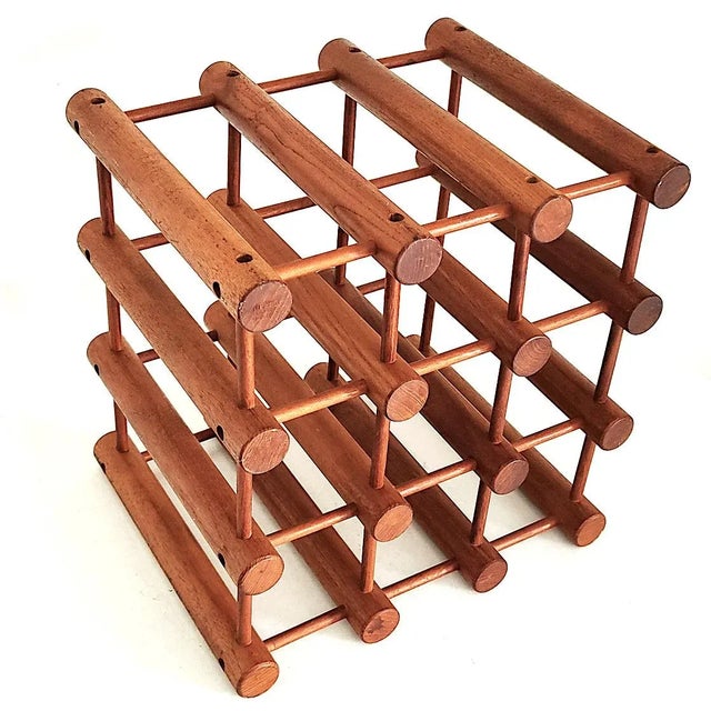 Mid 20th Century Teak Wood Wine Rack by Nissen Langaa, Made in Denmark