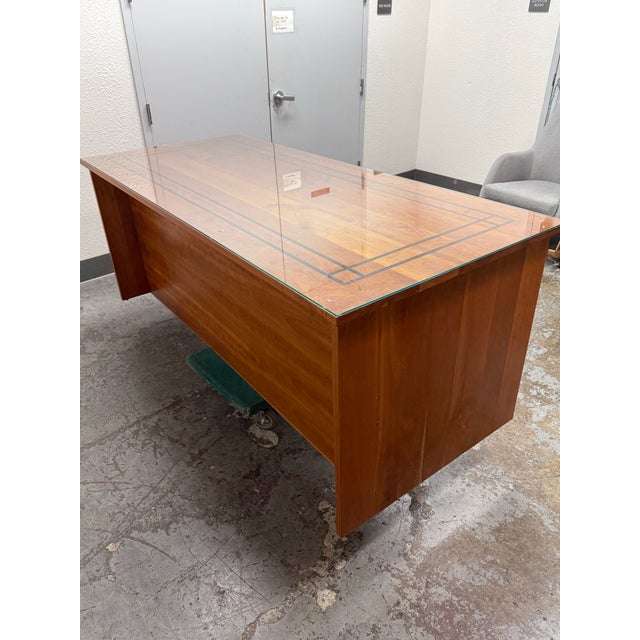 Mid-Century Modern Style Walnut Executive Desk For Sale - Image 4 of 12