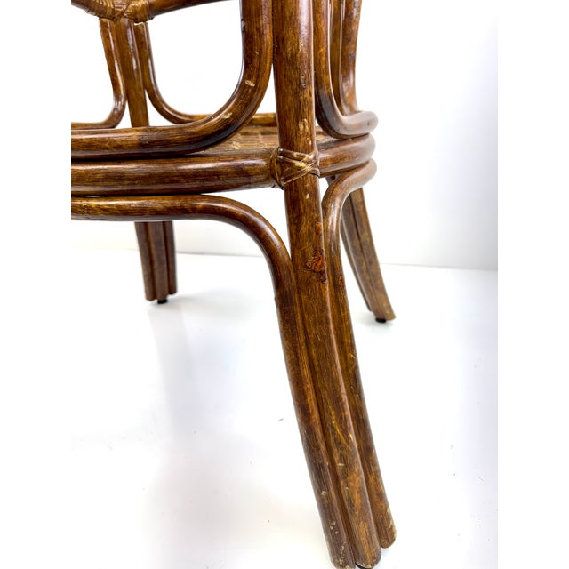 Wood Vintage Coastal Rattan and Glass Top Side Table in the Style of McGuire For Sale - Image 7 of 10