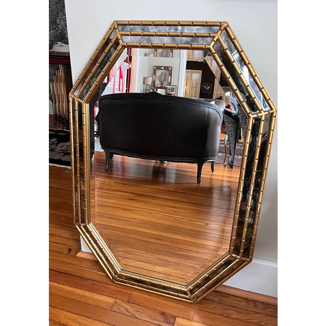 Late 20th Century Bamboo Gold Gilt Mirror in the Style of La Barge For Sale - Image 5 of 8