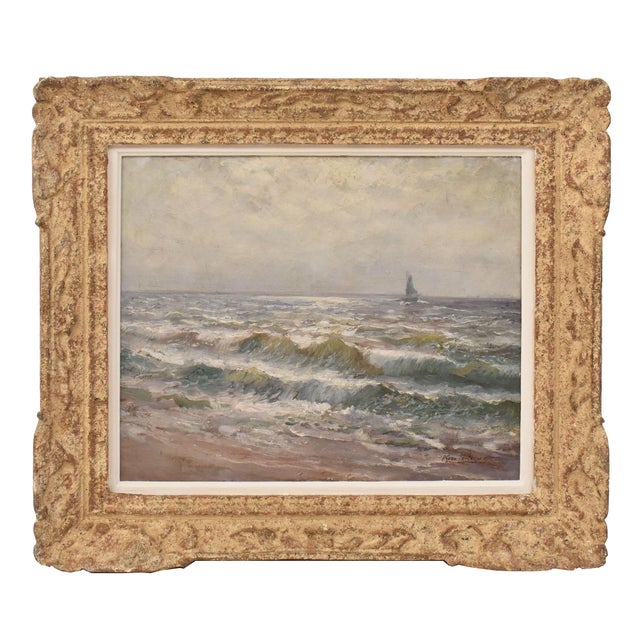 Kees Terlouw, Waves and Sailing Boat, Oil on Canvas, 20th Century, Framed For Sale - Image 10 of 10
