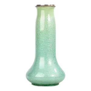 20th Century Art Nouveau Green Ceramic Vase With Silver Rim/Collar, Austria