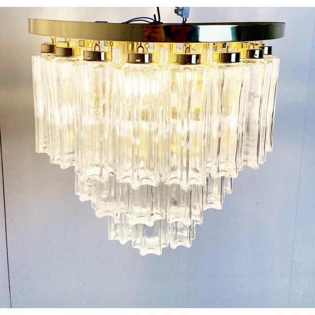 Metal Flush Mount Chandelier from Glashütte Limburg, 1970s For Sale - Image 7 of 11
