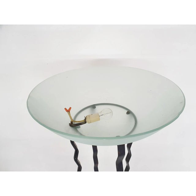Metal Italian Iron Stone and Glass Floor Light For Sale - Image 7 of 13