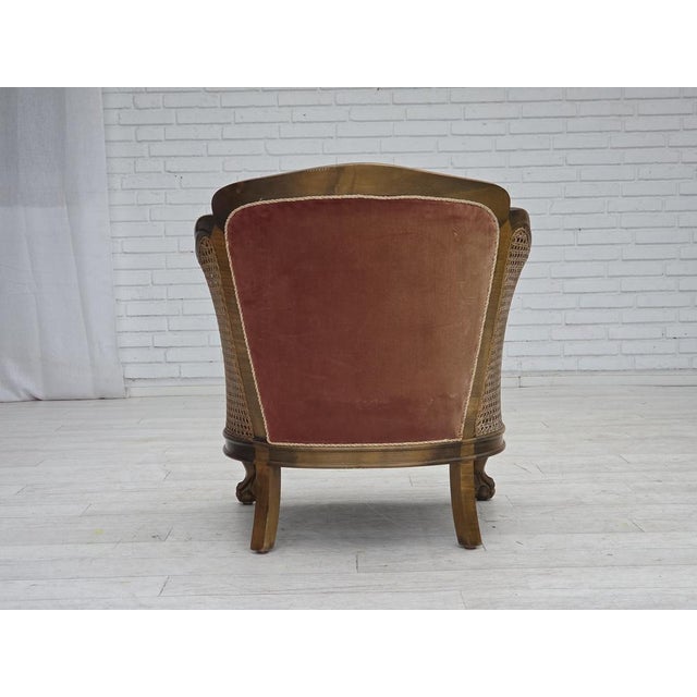 Brown Vintage Danish Chair in Woven Wool and Velour, 1940s For Sale - Image 8 of 18