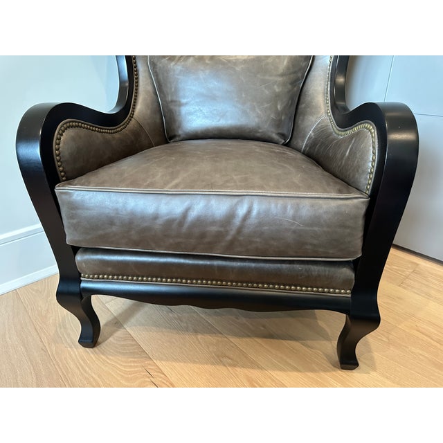 Textile Arhaus Catania Wingback Chair & Matching Ottoman in Libby Smoke For Sale - Image 7 of 17